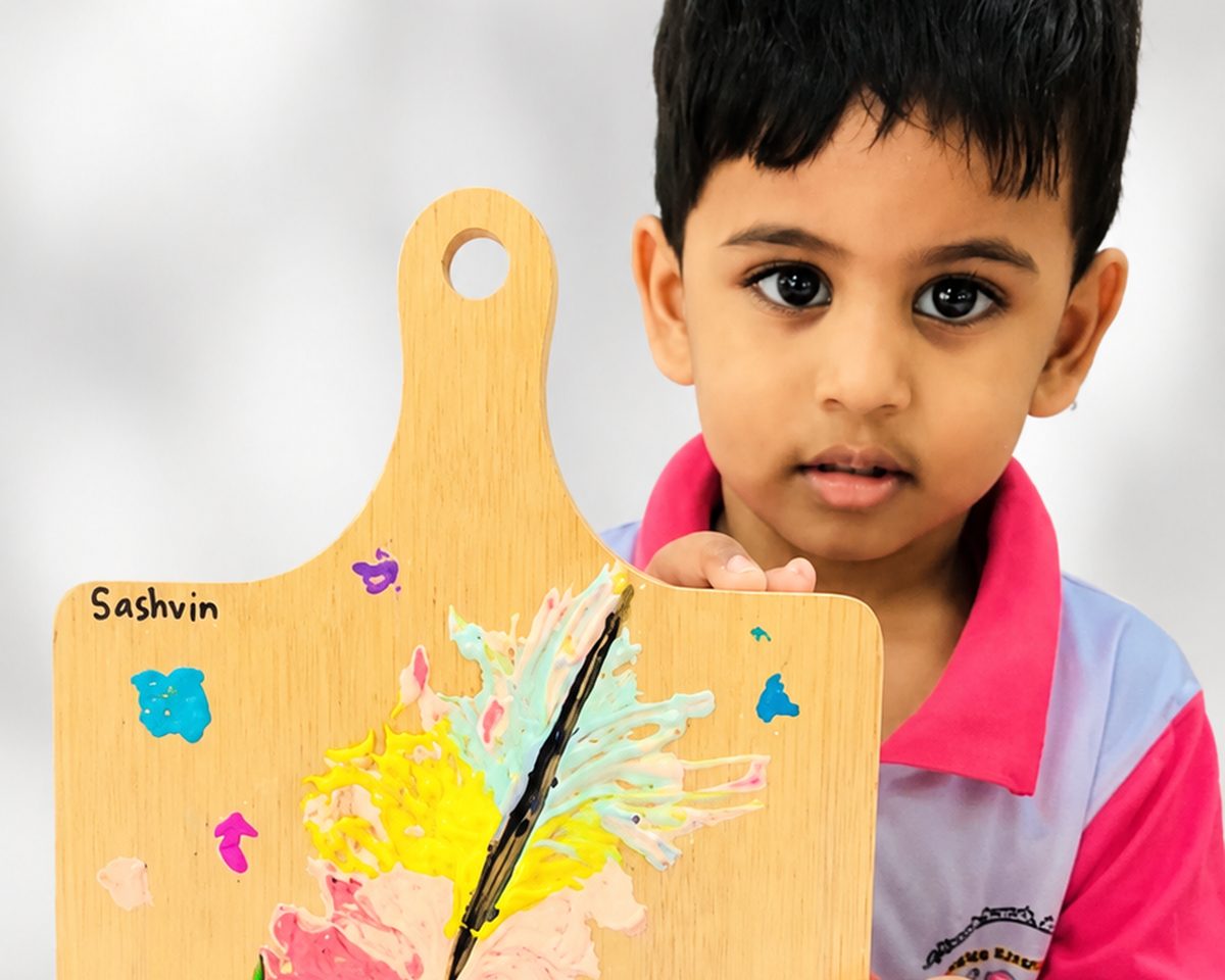 Children making art and crafts at Tadika Kreatif Mesra