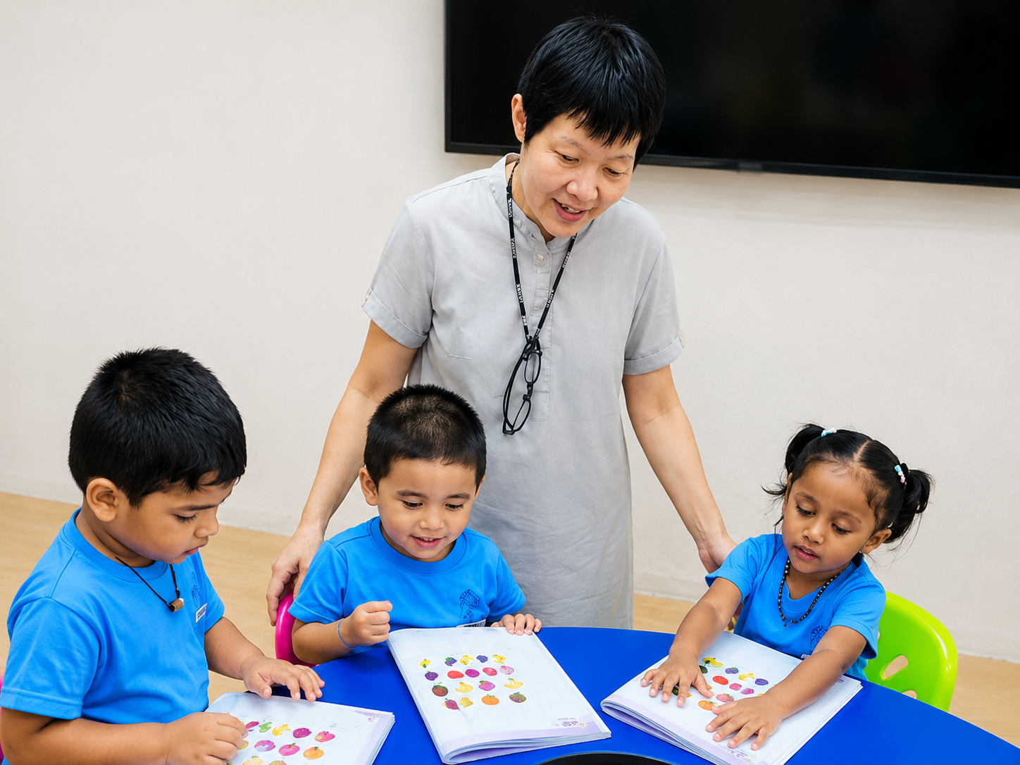 Teacher Maggie with children in Smart Science Class at Tadika Kreatif Mesra